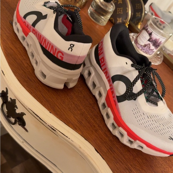 On Running White and Red Athletic Shoes - Picture 2 of 2